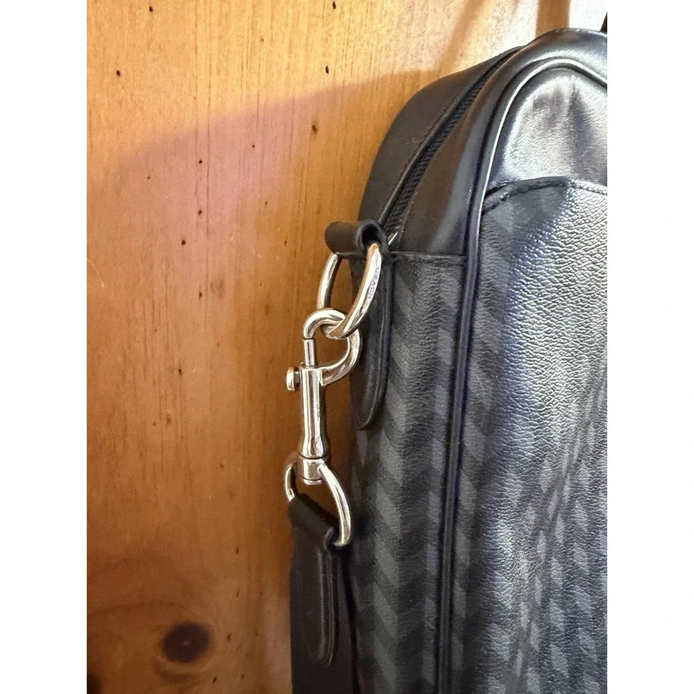 Coach Men's Perry Slim Briefcase Herringbone Print Computer Travel Bag F24722